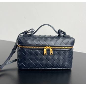 Bottega Veneta Bang Bang Vanity Case in Intrecciato Leather Midnight Blue 2025 789109 (WT-251119007)