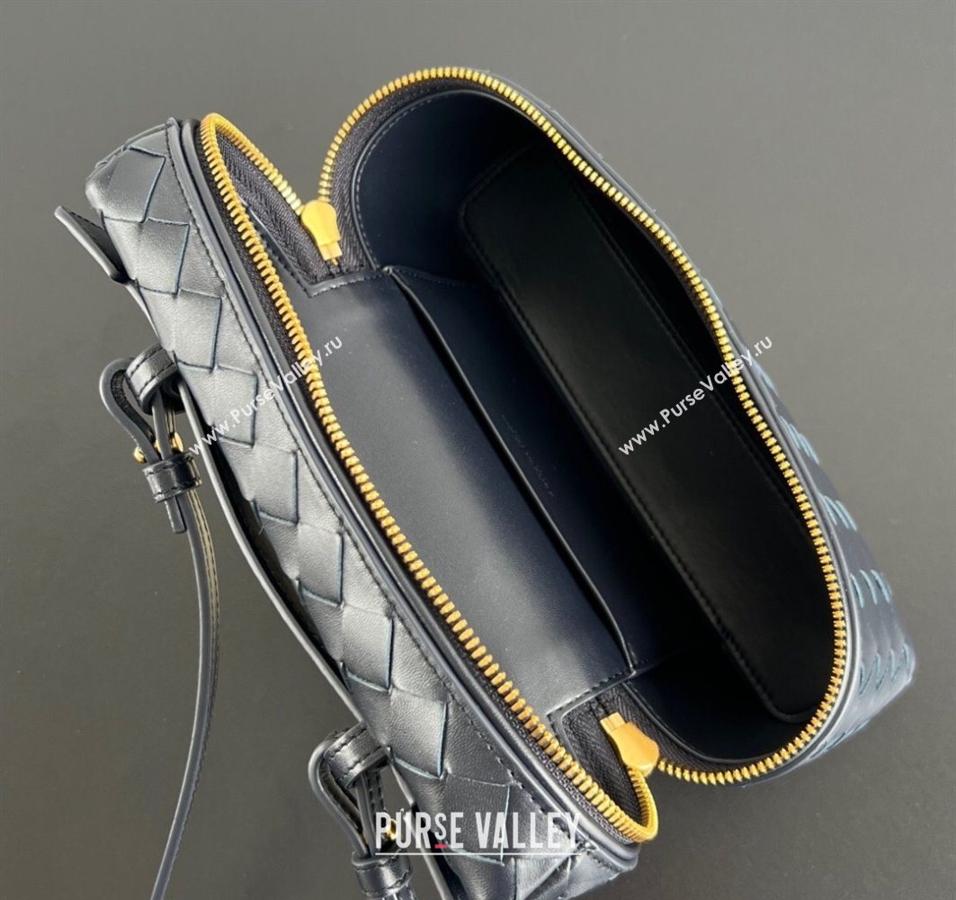 Bottega Veneta Bang Bang Vanity Case in Intrecciato Leather Midnight Blue 2025 789109 (WT-251119007)