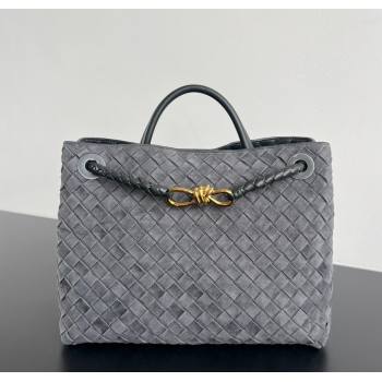 Bottega Veneta Medium Andiamo Top Handle Bag in Suede 743572 Graphite Grey 2025 (WT-251119015)