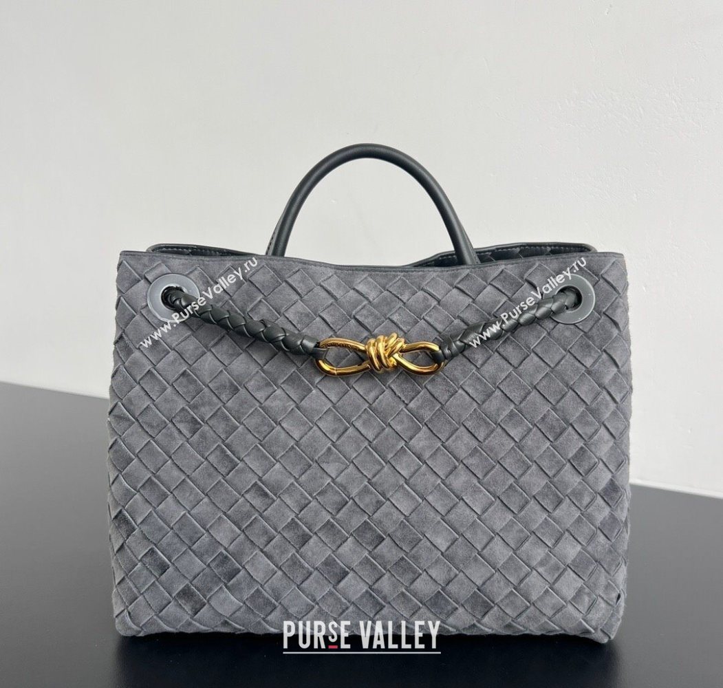 Bottega Veneta Medium Andiamo Top Handle Bag in Suede 743572 Graphite Grey 2025 (WT-251119015)