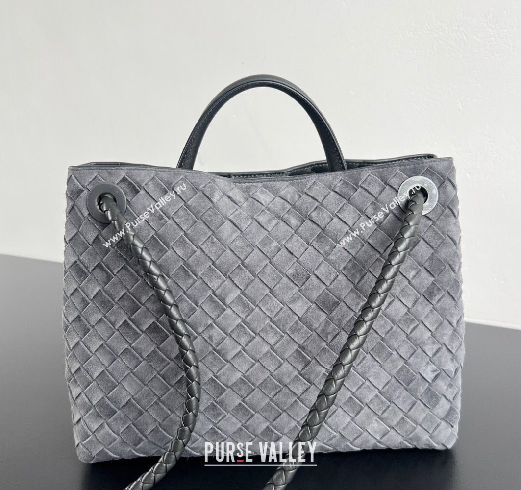 Bottega Veneta Medium Andiamo Top Handle Bag in Suede 743572 Graphite Grey 2025 (WT-251119015)