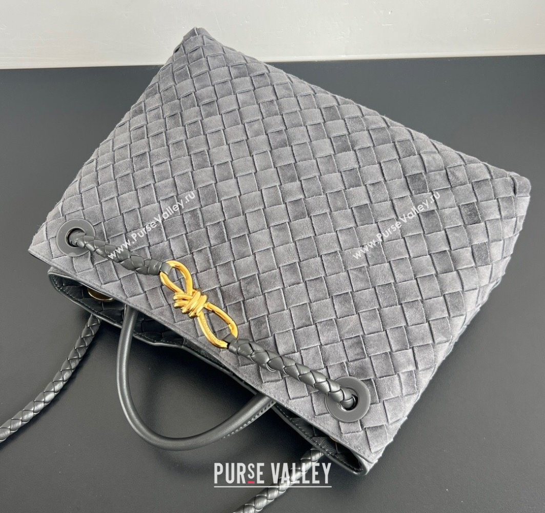 Bottega Veneta Medium Andiamo Top Handle Bag in Suede 743572 Graphite Grey 2025 (WT-251119015)