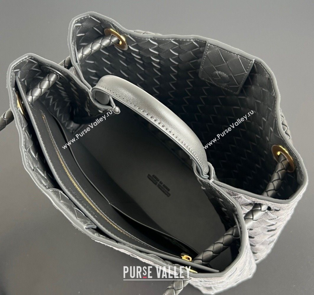 Bottega Veneta Medium Andiamo Top Handle Bag in Suede 743572 Graphite Grey 2025 (WT-251119015)