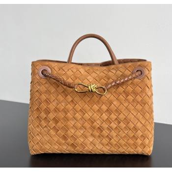 Bottega Veneta Medium Andiamo Top Handle Bag in Suede 743572 Brown2 2025 (WT-251119016)