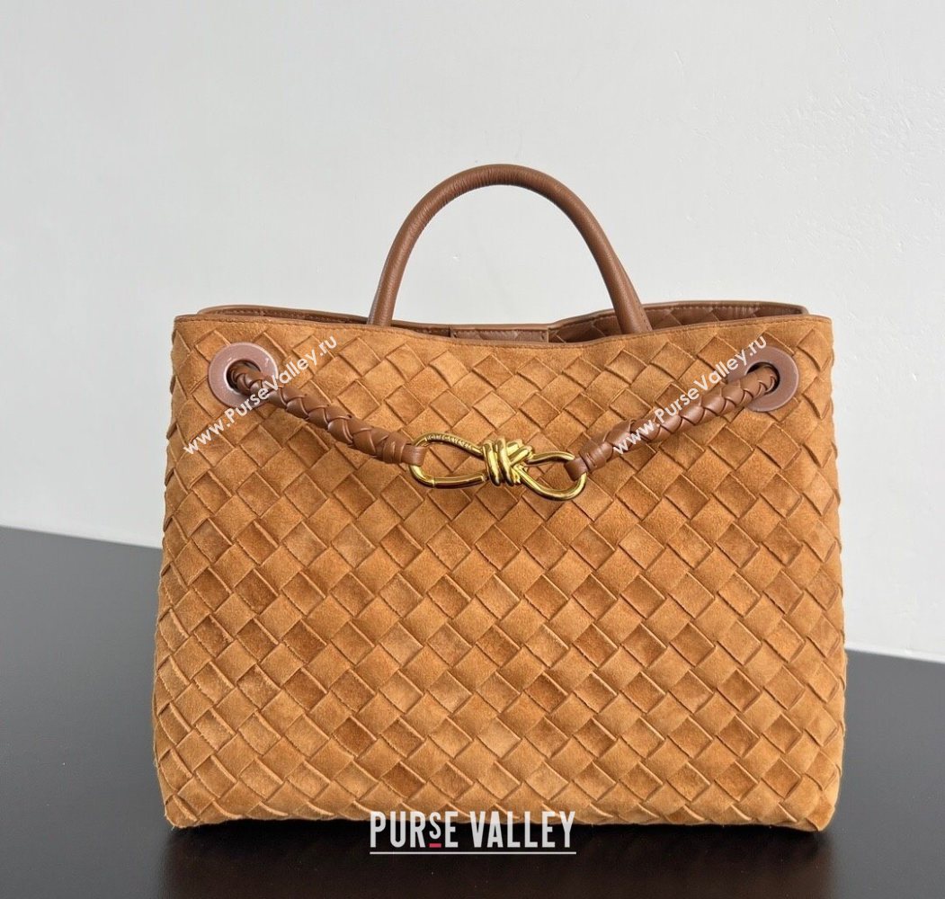 Bottega Veneta Medium Andiamo Top Handle Bag in Suede 743572 Brown2 2025 (WT-251119016)