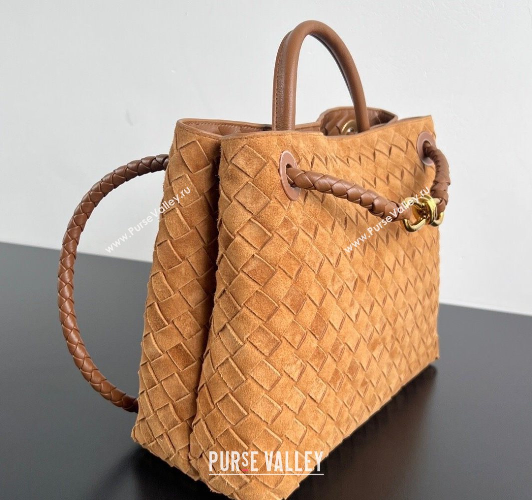 Bottega Veneta Medium Andiamo Top Handle Bag in Suede 743572 Brown2 2025 (WT-251119016)