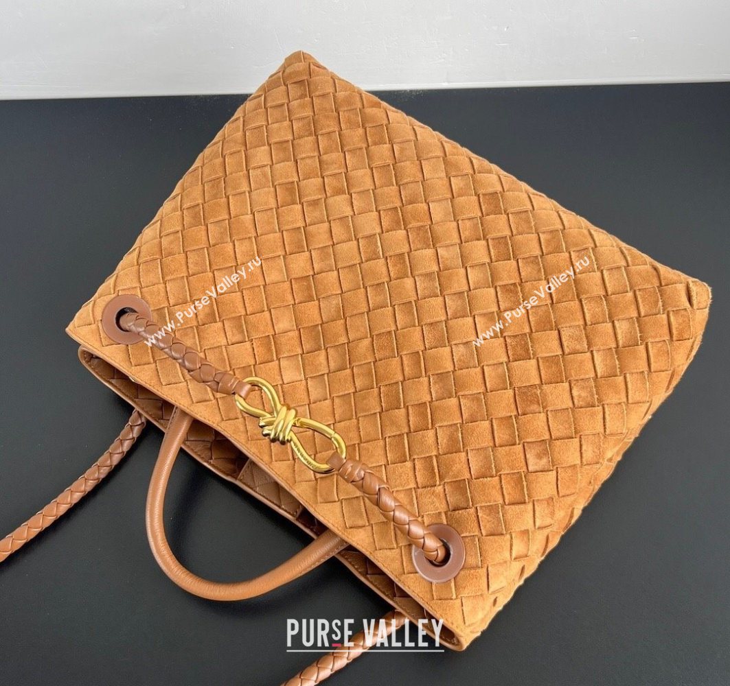 Bottega Veneta Medium Andiamo Top Handle Bag in Suede 743572 Brown2 2025 (WT-251119016)