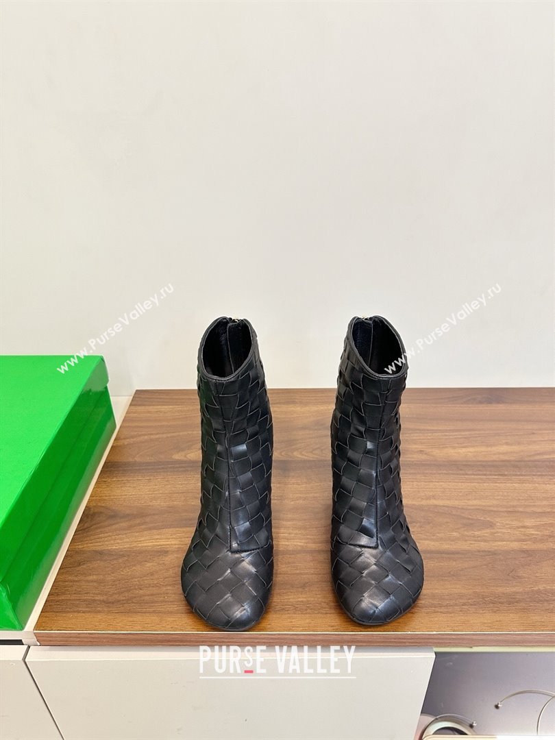 Bottega Veneta Intrecciato Leather Atomic Ankle Boots 8cm Black 2025 (MD-251206047)