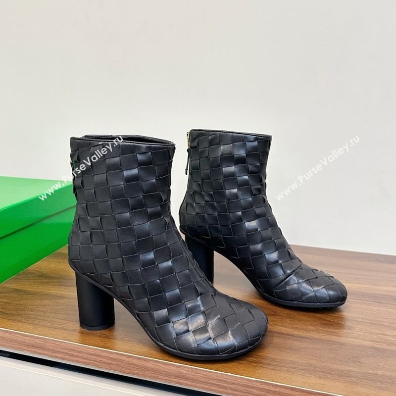 Bottega Veneta Intrecciato Leather Atomic Ankle Boots 8cm Black 2025 (MD-251206047)