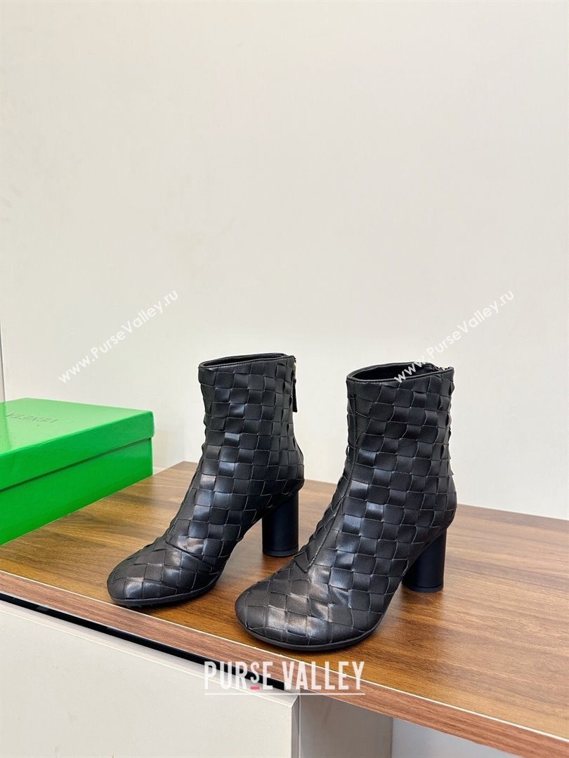 Bottega Veneta Intrecciato Leather Atomic Ankle Boots 8cm Black 2025 (MD-251206047)