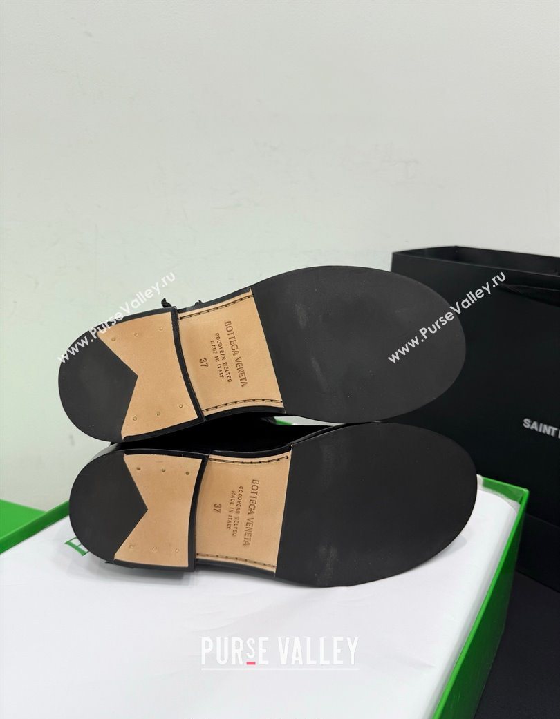 Bottega Veneta James Suede Flat Ankle Boots with Triangle Buckle Black 2025 (KER-251206052)