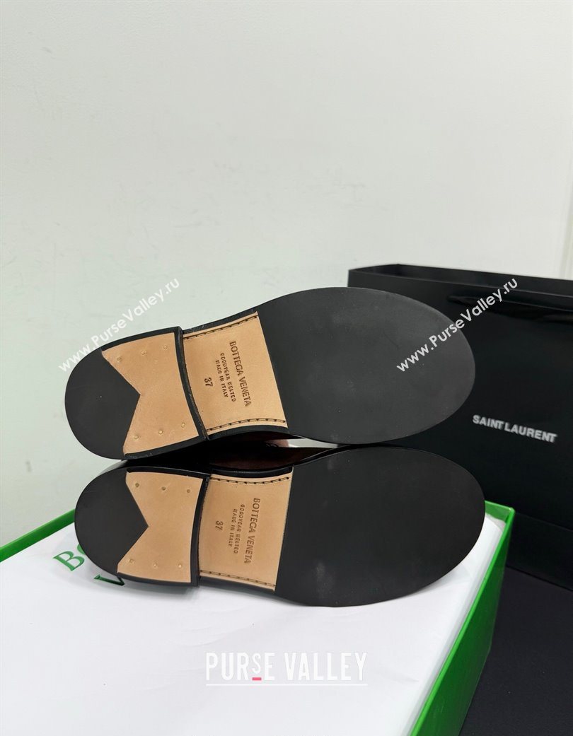 Bottega Veneta James Suede Flat Ankle Boots with Triangle Buckle Dark Brown 2025 (KER-251206053)