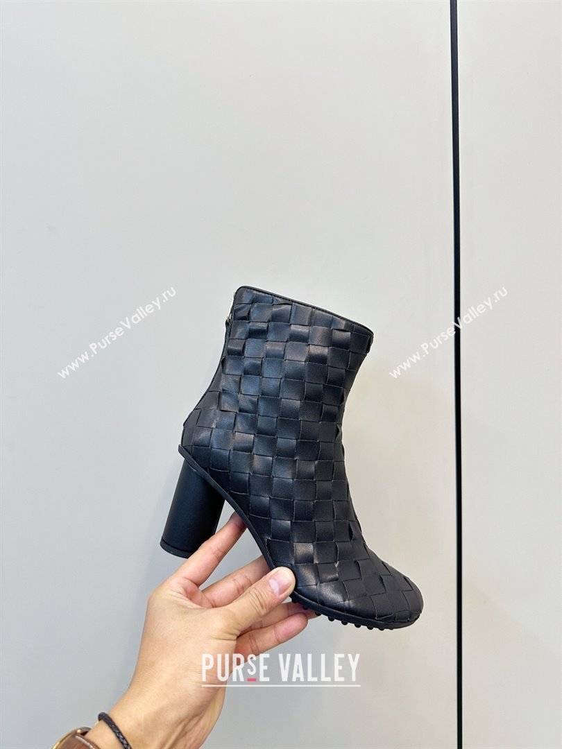 Bottega Veneta Intrecciato Leather Atomic Ankle Boots 8cm Black 2025 (MD-251206047)