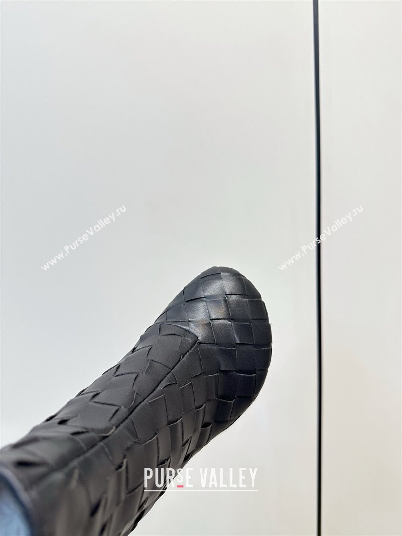 Bottega Veneta Intrecciato Leather Atomic Ankle Boots 8cm Black 2025 (MD-251206047)