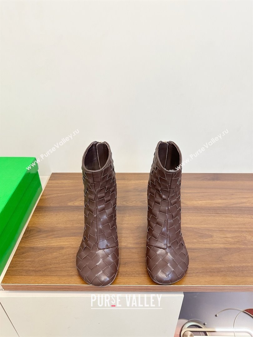 Bottega Veneta Intrecciato Leather Atomic Ankle Boots 8cm Fondant Brown 2025 (MD-251206048)