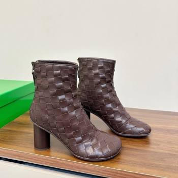 Bottega Veneta Intrecciato Leather Atomic Ankle Boots 8cm Fondant Brown 2025 (MD-251206048)