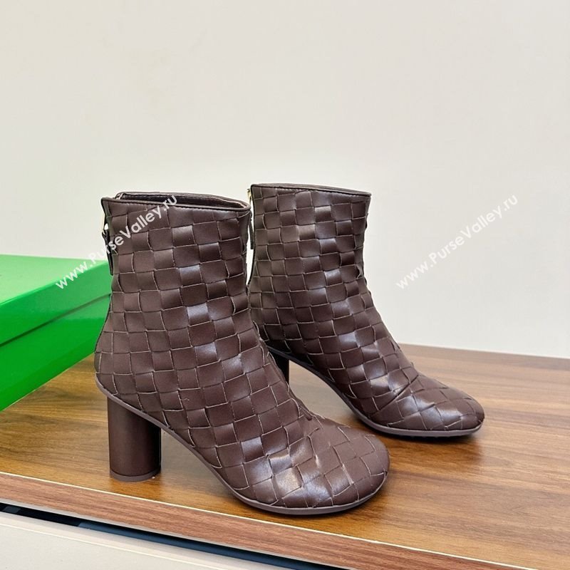 Bottega Veneta Intrecciato Leather Atomic Ankle Boots 8cm Fondant Brown 2025 (MD-251206048)