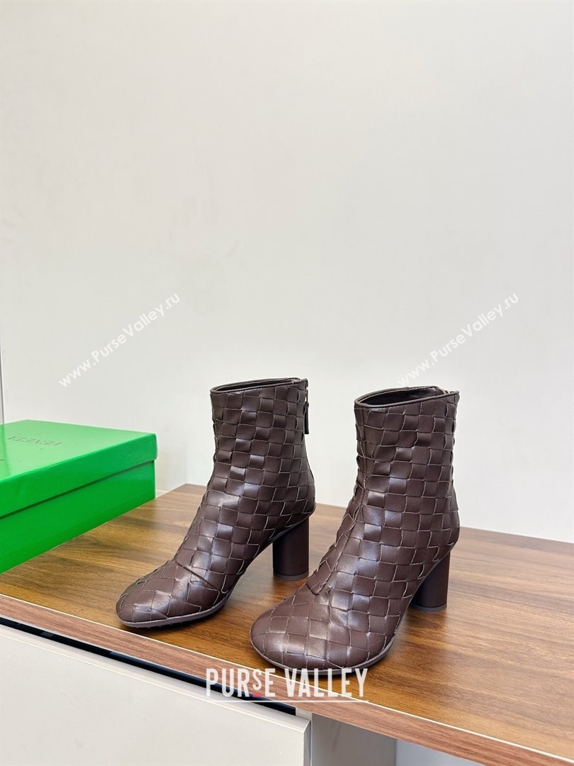 Bottega Veneta Intrecciato Leather Atomic Ankle Boots 8cm Fondant Brown 2025 (MD-251206048)