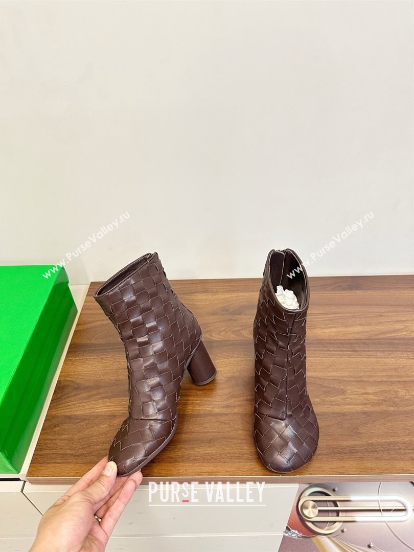 Bottega Veneta Intrecciato Leather Atomic Ankle Boots 8cm Fondant Brown 2025 (MD-251206048)