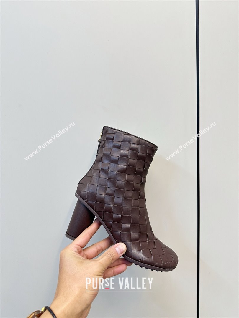Bottega Veneta Intrecciato Leather Atomic Ankle Boots 8cm Fondant Brown 2025 (MD-251206048)