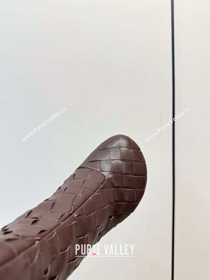Bottega Veneta Intrecciato Leather Atomic Ankle Boots 8cm Fondant Brown 2025 (MD-251206048)