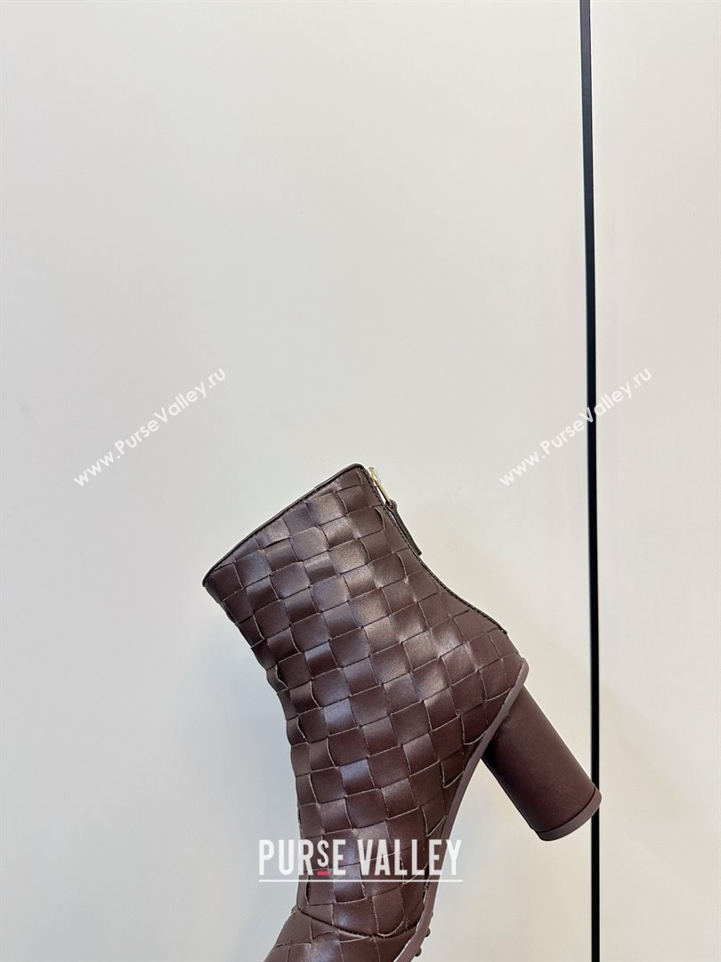 Bottega Veneta Intrecciato Leather Atomic Ankle Boots 8cm Fondant Brown 2025 (MD-251206048)
