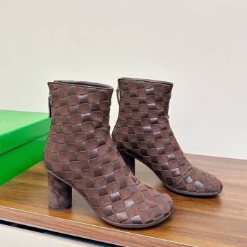 Bottega Veneta Intrecciato Suede Atomic Ankle Boots 8cm Fondant Brown 2025 (MD-251206046)