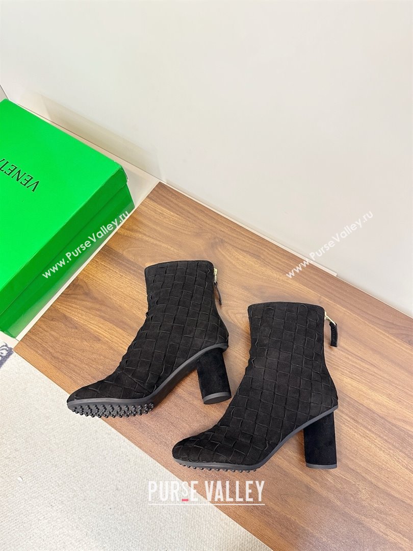 Bottega Veneta Intrecciato Suede Atomic Ankle Boots 8cm Black 2025 (MD-251206049)