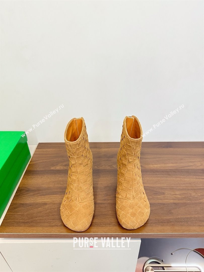 Bottega Veneta Intrecciato Suede Atomic Ankle Boots 8cm Beige 2025 (MD-251206050)