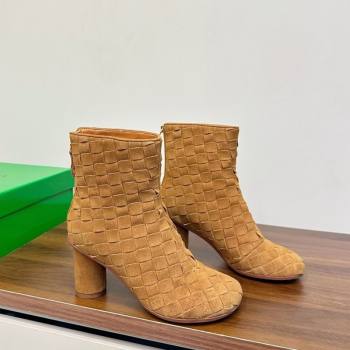 Bottega Veneta Intrecciato Suede Atomic Ankle Boots 8cm Beige 2025 (MD-251206050)