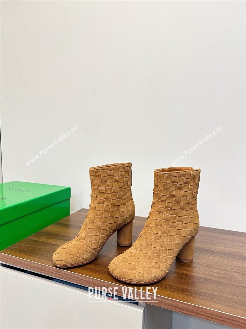 Bottega Veneta Intrecciato Suede Atomic Ankle Boots 8cm Beige 2025 (MD-251206050)
