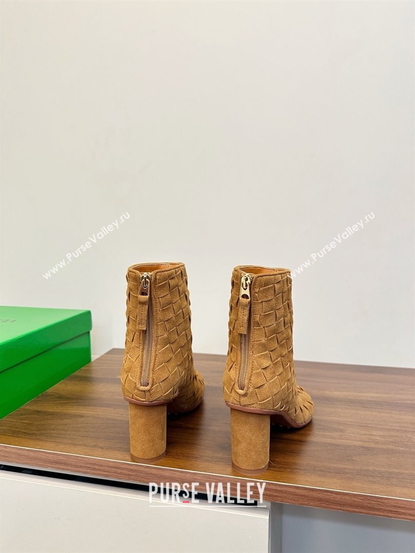 Bottega Veneta Intrecciato Suede Atomic Ankle Boots 8cm Beige 2025 (MD-251206050)