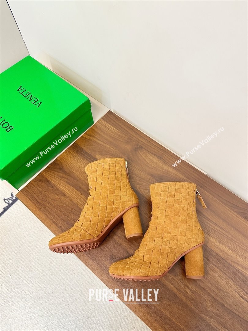 Bottega Veneta Intrecciato Suede Atomic Ankle Boots 8cm Beige 2025 (MD-251206050)