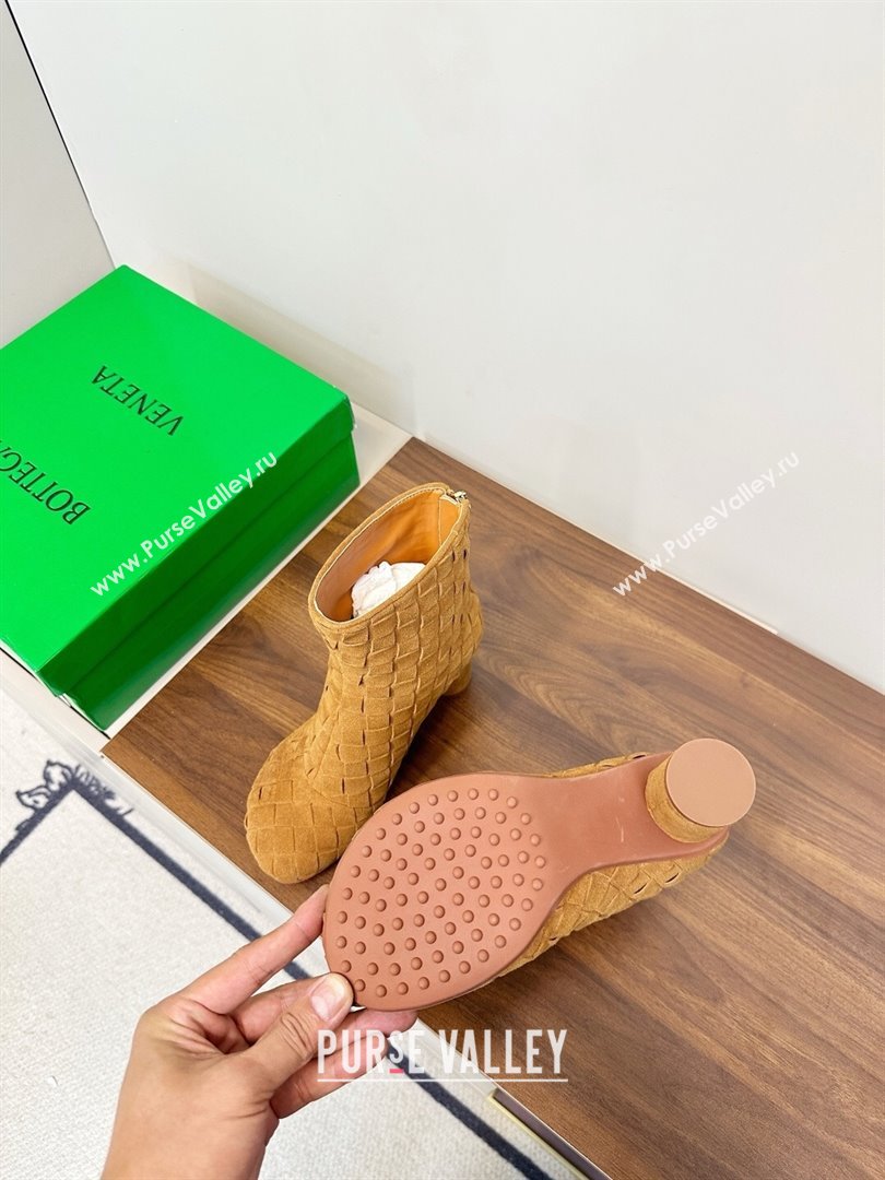 Bottega Veneta Intrecciato Suede Atomic Ankle Boots 8cm Beige 2025 (MD-251206050)
