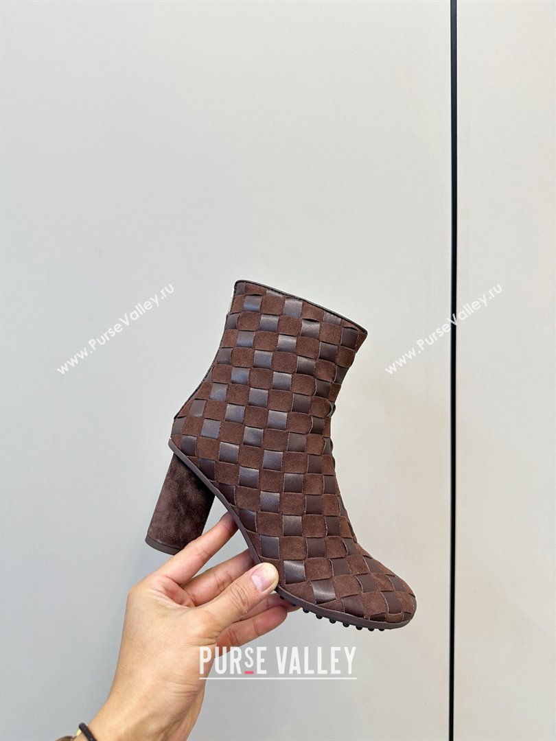 Bottega Veneta Intrecciato Suede Atomic Ankle Boots 8cm Fondant Brown 2025 (MD-251206046)