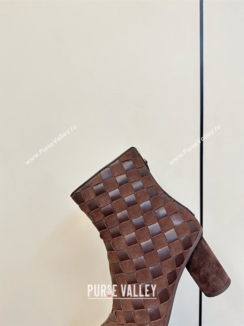 Bottega Veneta Intrecciato Suede Atomic Ankle Boots 8cm Fondant Brown 2025 (MD-251206046)