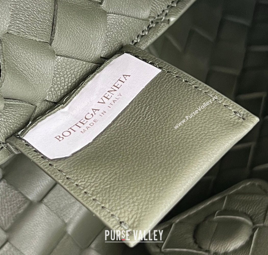 Bottega Veneta Campana Shoulder Bag in Intrecciato Leather Pickle Green 2025 844249 (WT-260116022)
