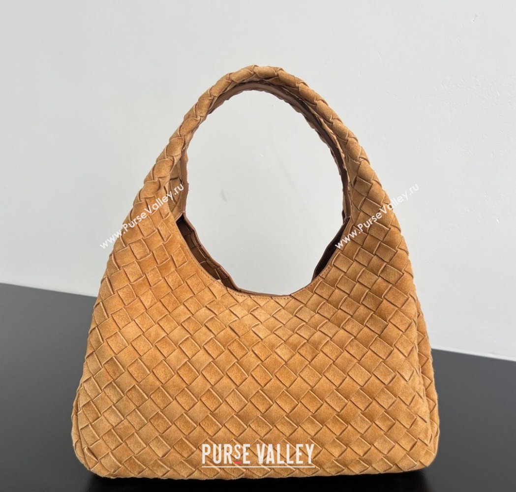 Bottega Veneta Campana Shoulder Bag in Suede Amber Brown 2025 844249 (WT-260116023)