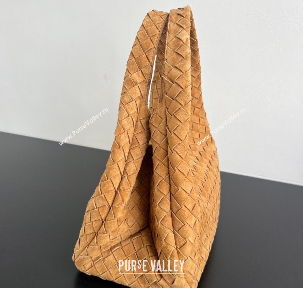 Bottega Veneta Campana Shoulder Bag in Suede Amber Brown 2025 844249 (WT-260116023)