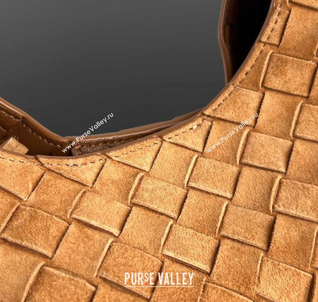 Bottega Veneta Campana Shoulder Bag in Suede Amber Brown 2025 844249 (WT-260116023)