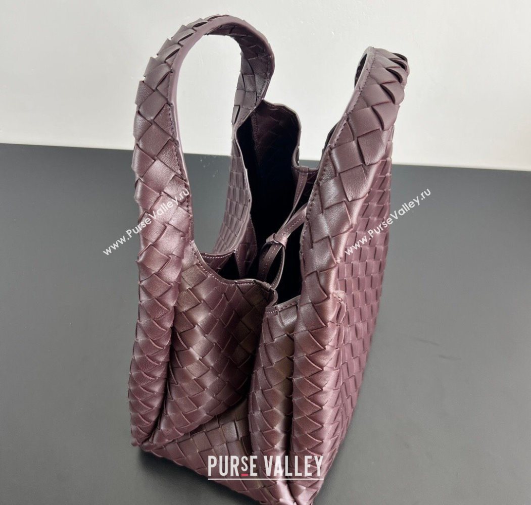Bottega Veneta Campana Shoulder Bag in Intrecciato Leather Dark Barolo Red 2025 844249 (WT-260116024)