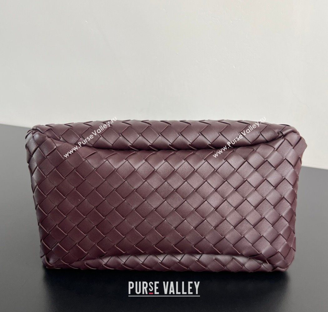 Bottega Veneta Campana Shoulder Bag in Intrecciato Leather Dark Barolo Red 2025 844249 (WT-260116024)