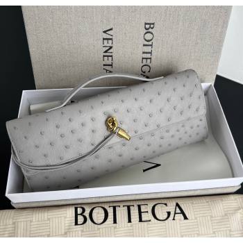 Bottega Veneta Andiamo Clutch in Ostrich Leather Sterling Grey 2026 805241 (WT-260116010)