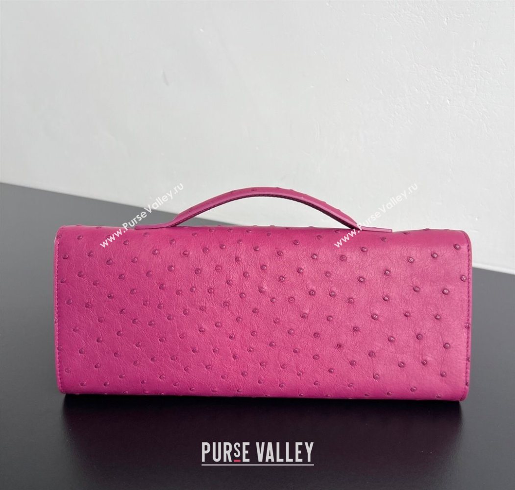 Bottega Veneta Andiamo Clutch in Ostrich Leather Cinnabar Pink 2026 805241 (WT-260116011)