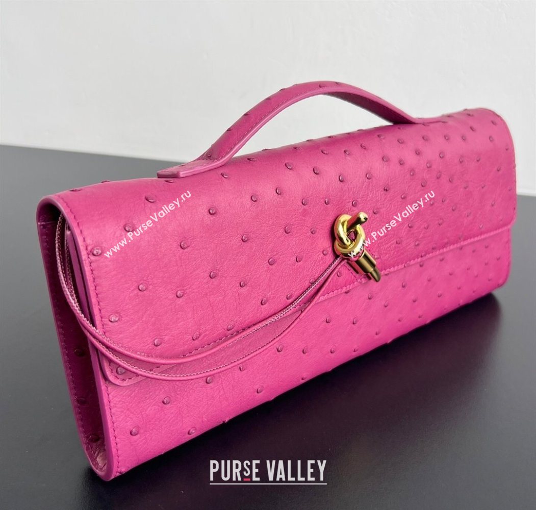 Bottega Veneta Andiamo Clutch in Ostrich Leather Cinnabar Pink 2026 805241 (WT-260116011)
