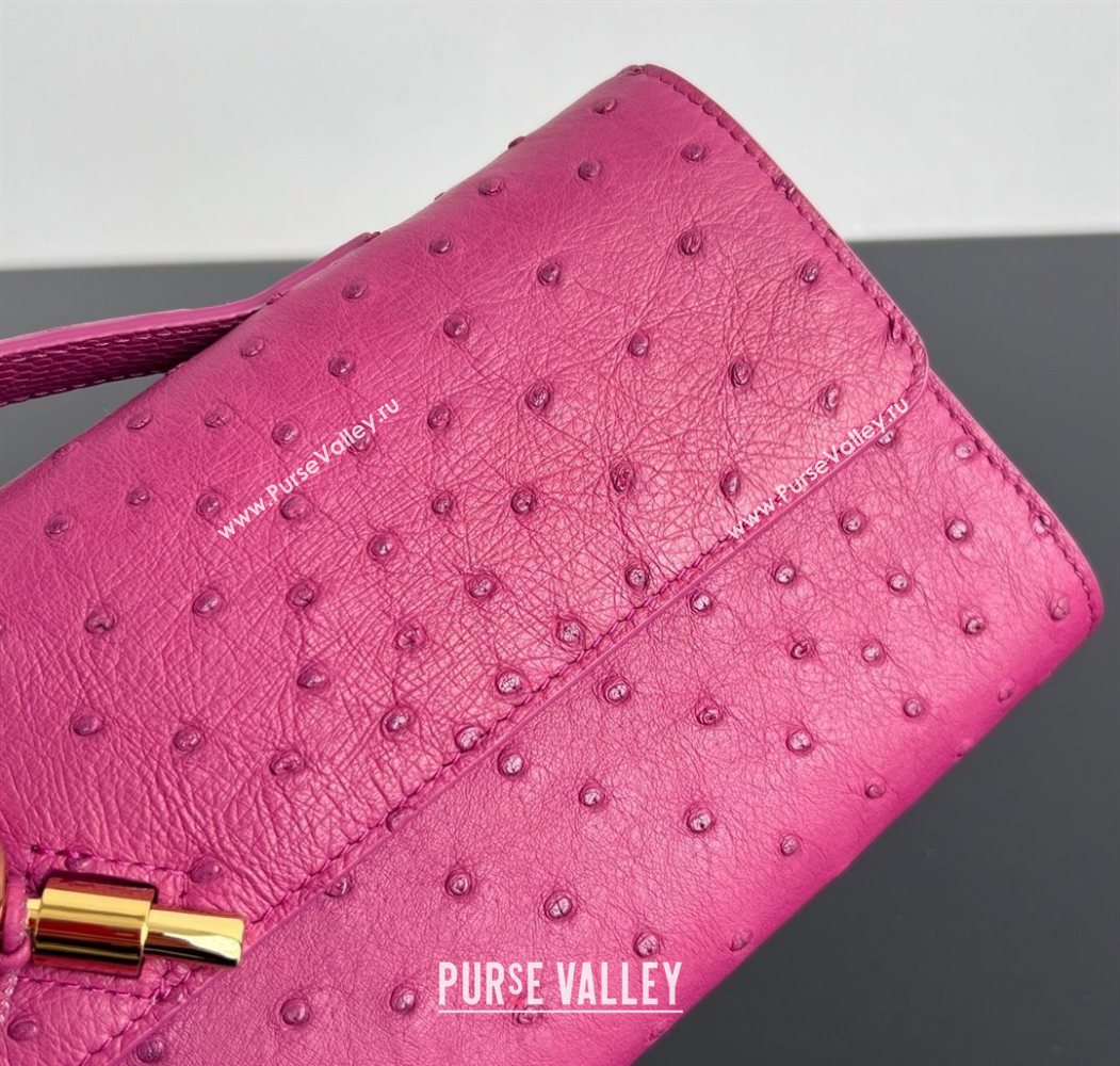 Bottega Veneta Andiamo Clutch in Ostrich Leather Cinnabar Pink 2026 805241 (WT-260116011)