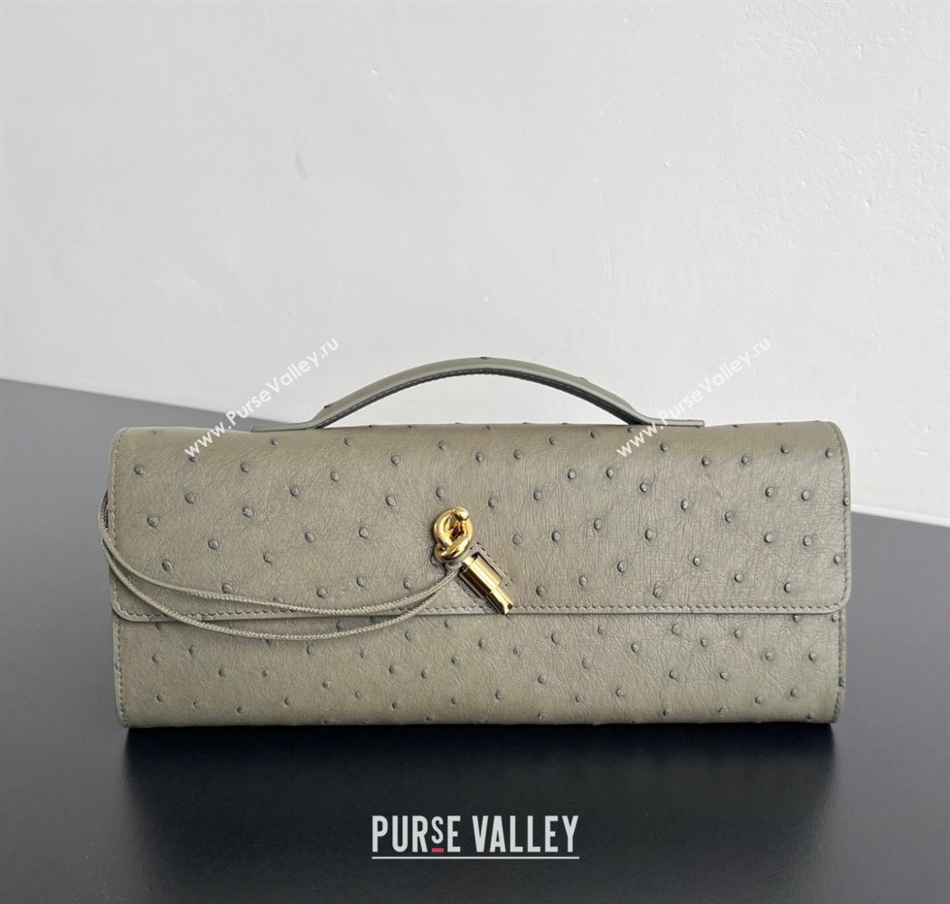 Bottega Veneta Andiamo Clutch in Ostrich Leather Cypress Green 2026 805241 (WT-260116012)