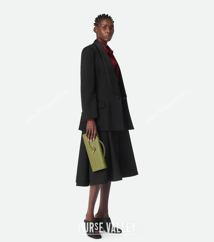 Bottega Veneta Andiamo Clutch in Ostrich Leather Cypress Green 2026 805241 (WT-260116012)