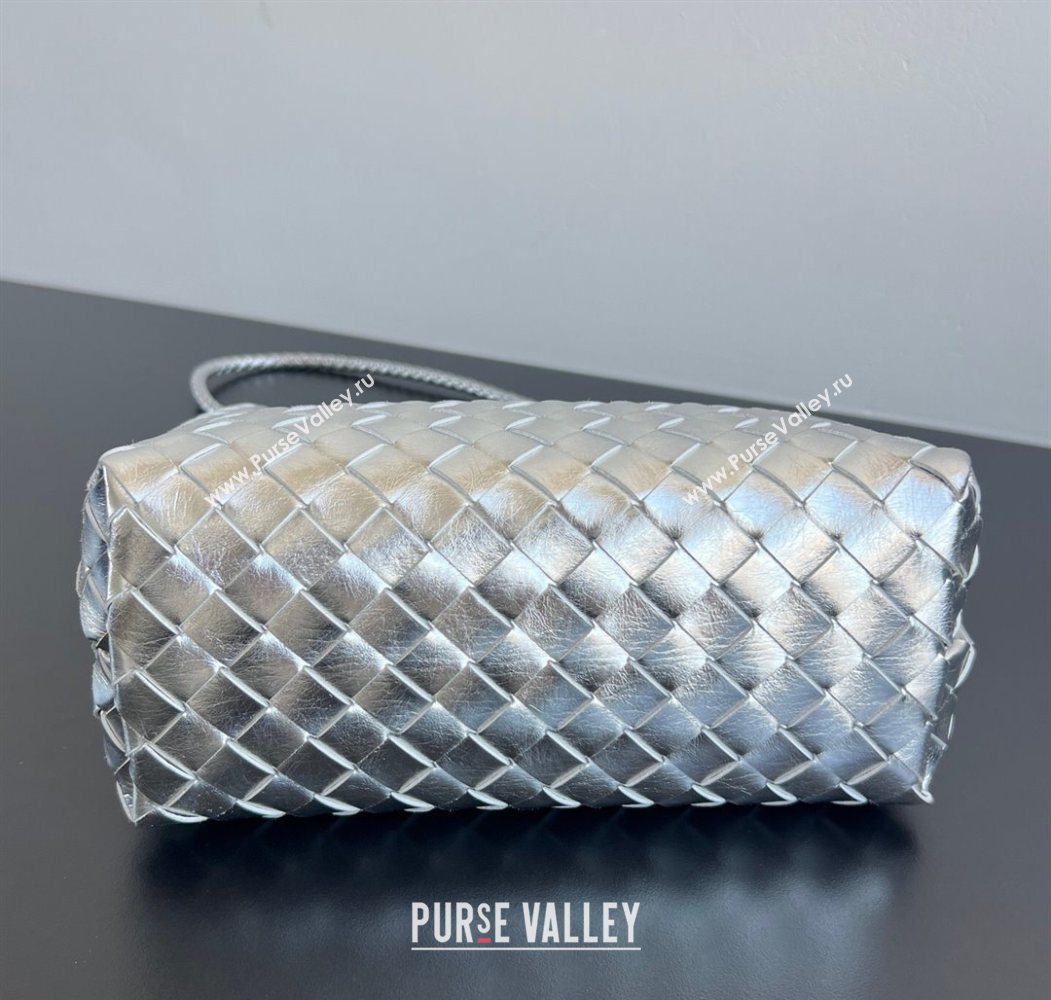 Bottega Veneta Small Andiamo Top Handle Bag in Intrecciato Leather 743568 Silver-Tone 2026 (WT-260116025)