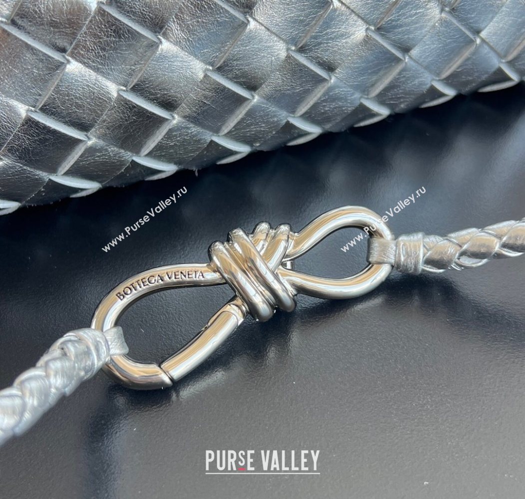 Bottega Veneta Small Andiamo Top Handle Bag in Intrecciato Leather 743568 Silver-Tone 2026 (WT-260116025)